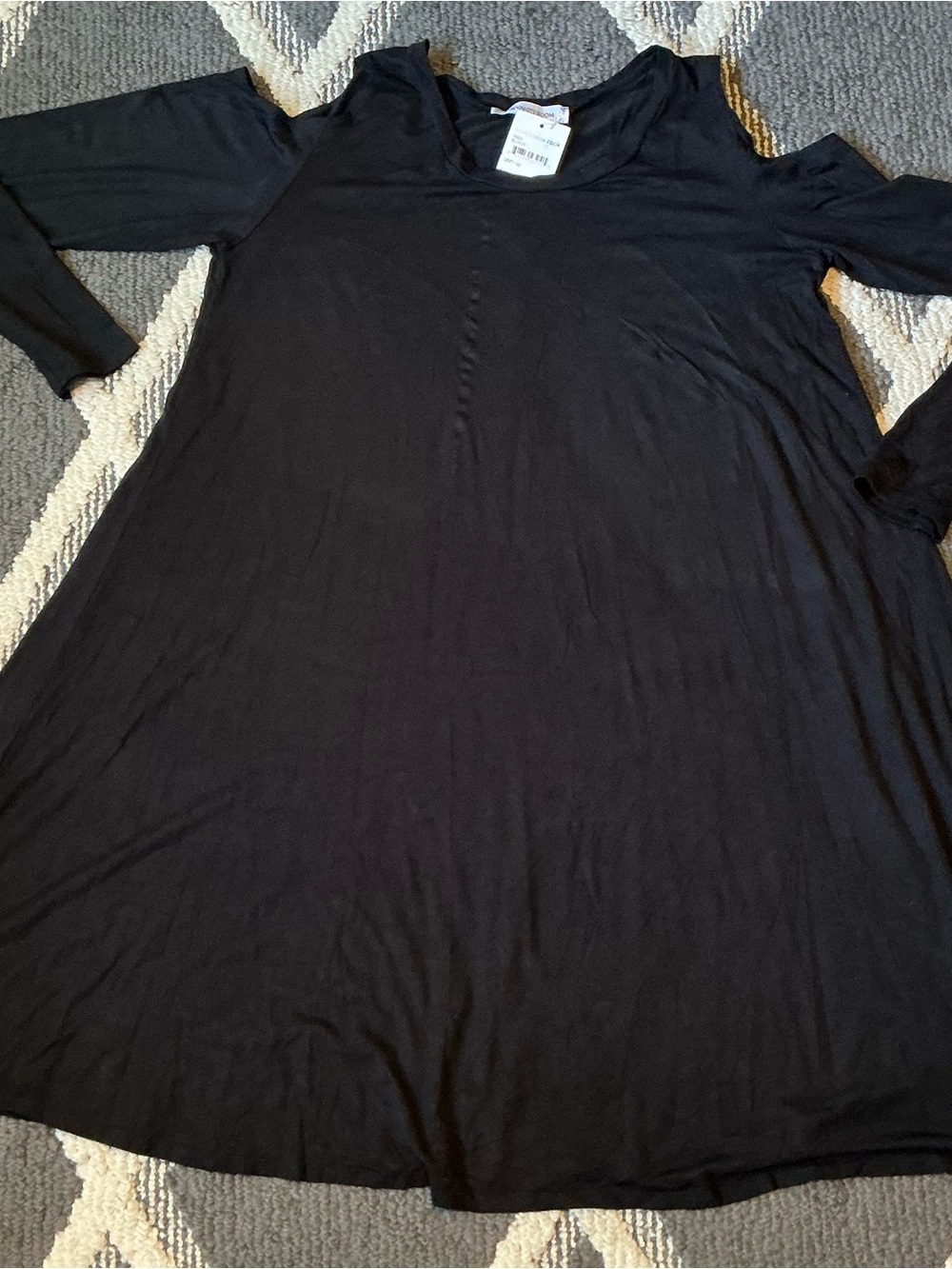 The Vanity Room Black Cold-Shoulder Swing Dress - Women's